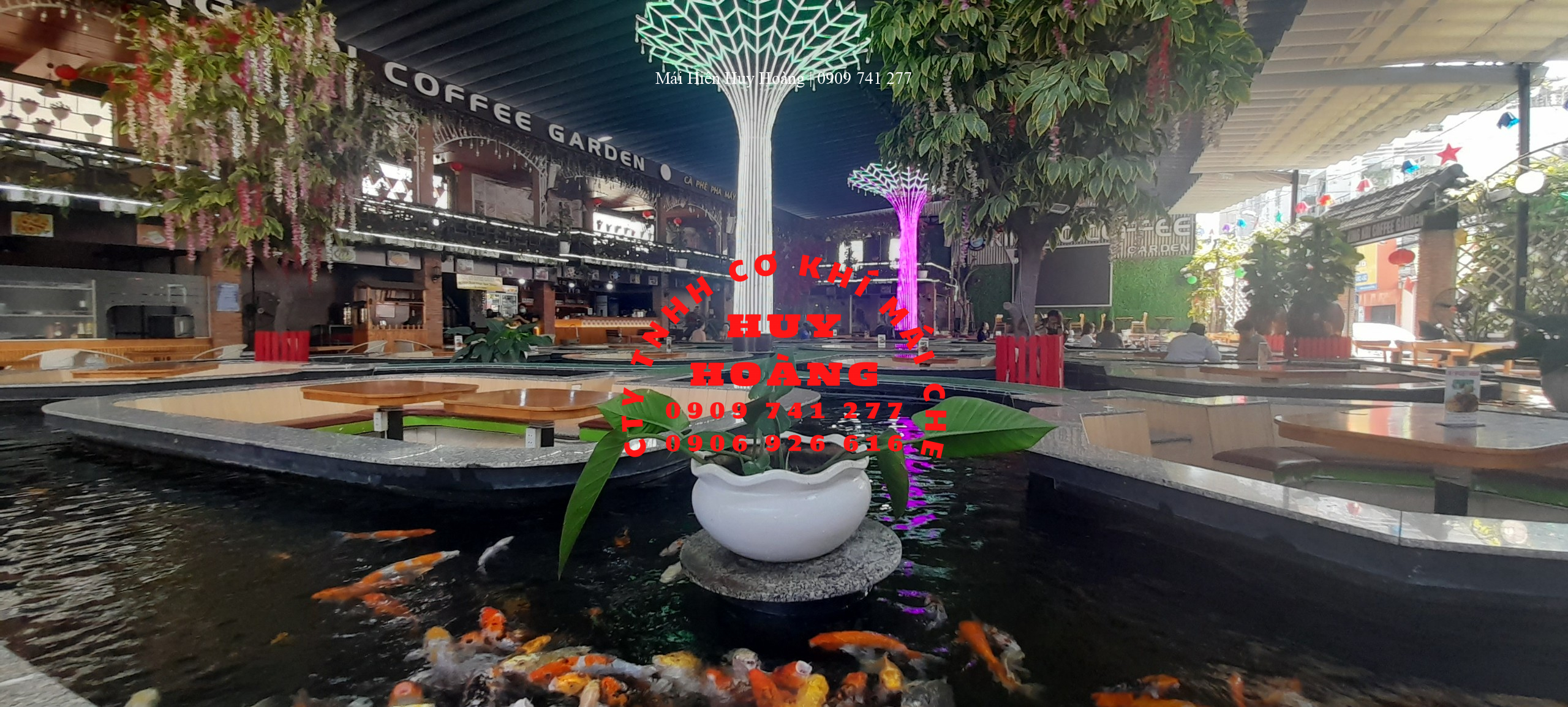 Mái xếp lượn sóng quán Cafe